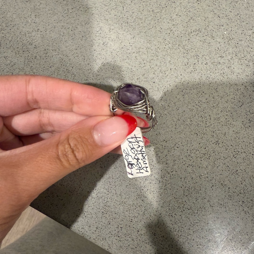 Silver and Purple Stone Ring